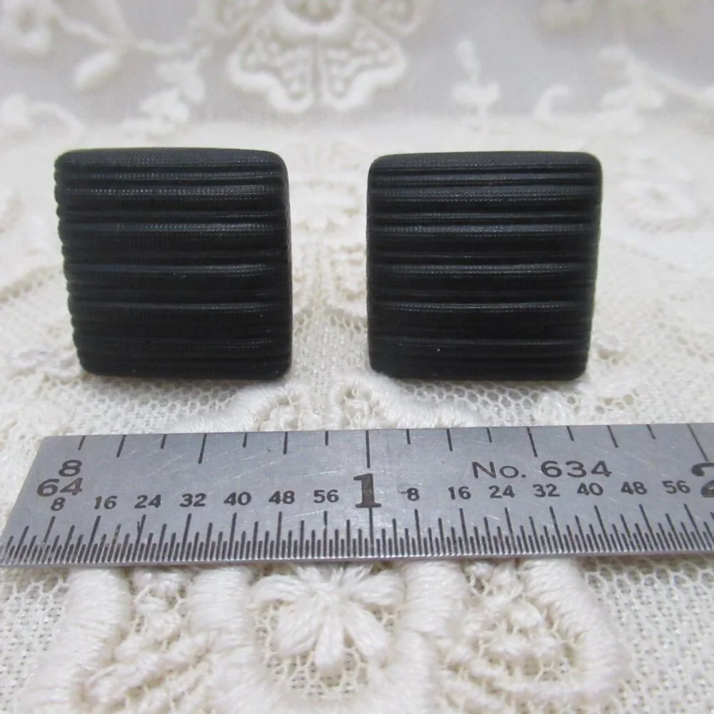 Victorian French Jet Crepe Stone Black Glass Mourning Cufflinks Patent Dec 1883